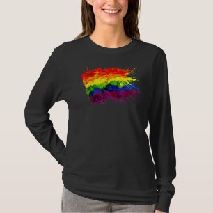Watercolor Rainbow Flag Lgbt Gay Pride Human Right T-Shirt