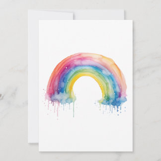 Watercolor Rainbow Flat Card