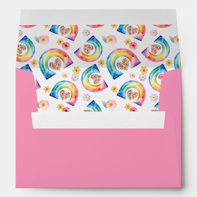 Watercolor Rainbow Floral Envelope Liner (Back (Bottom))