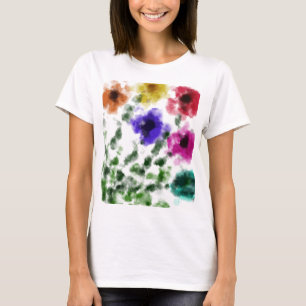 Watercolor Rainbow Floral Women's Basic T-Shirt