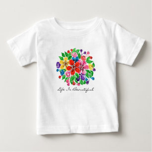 Watercolor Rainbow Flowers Baby T-Shirt