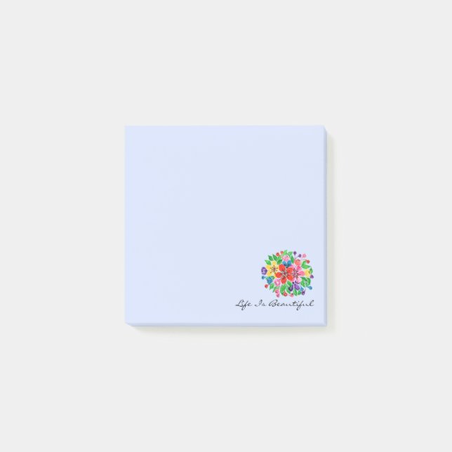 Watercolor Rainbow Flowers Post-it Notes (Front)