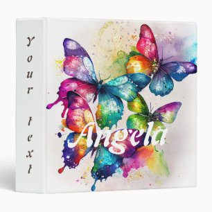 Watercolor Rainbow Fluttering Butterflies Binder