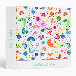 Watercolor Rainbow Galaxy Personalized Girls Binder