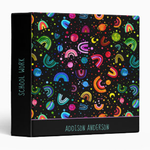 Watercolor Rainbow Galaxy Personalized Girls Binder