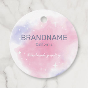 Watercolor Rainbow Galaxy Stars Pastel Purple Pink Favour Tags