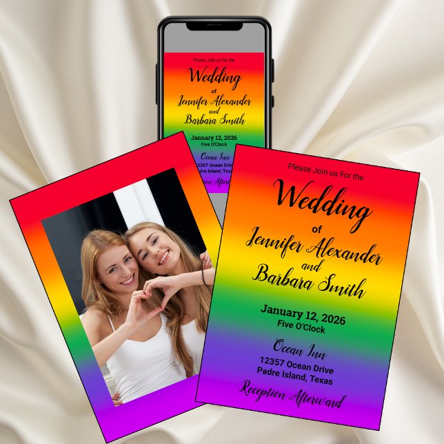 Watercolor Rainbow Gay Pride Wedding Invitation (Creator Uploaded)