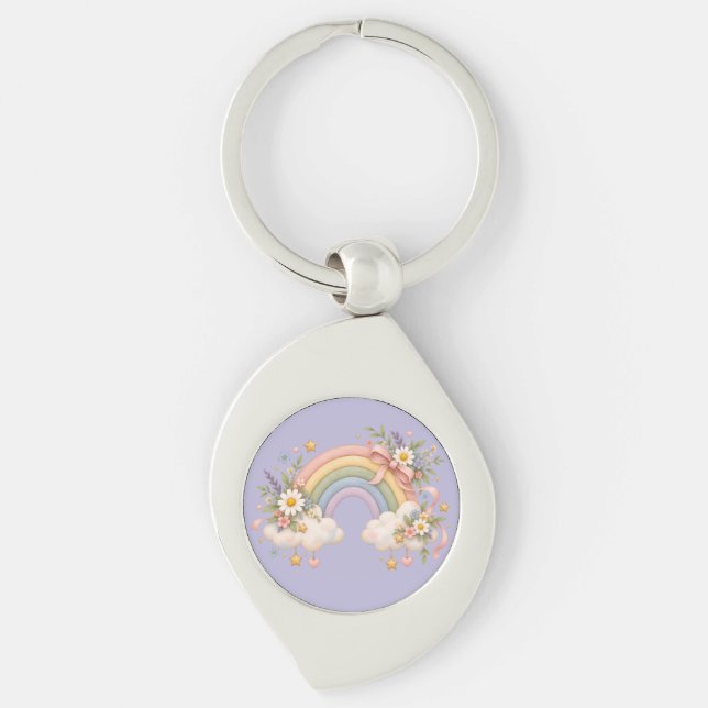 Watercolor Rainbow Gift – Charming Cloud Keychain (Front)