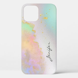 Watercolor rainbow gold holographic abstract Case- iPhone 12 Pro Case