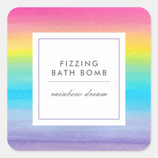 Watercolor Rainbow Gradient Product Business Square Sticker (Front)