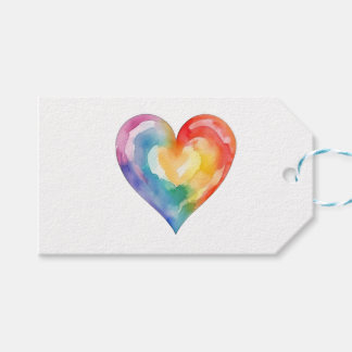 Watercolor Rainbow Heart Gift Tag
