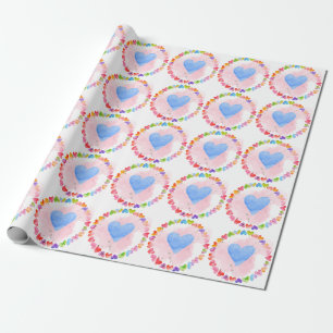 Watercolor Rainbow Heart Wrapping Paper
