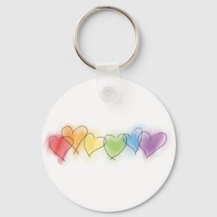 Watercolor Rainbow Hearts Keychain