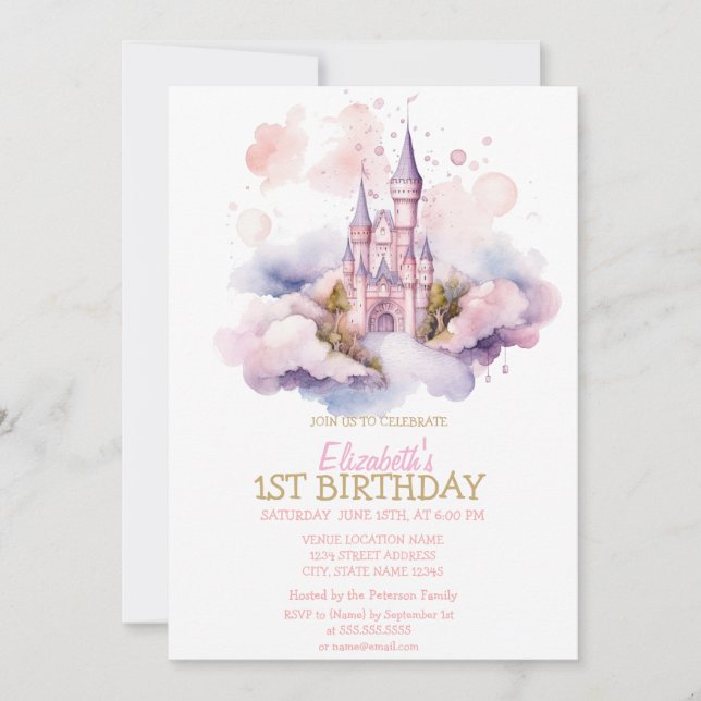 Watercolor Rainbow Hearts Striped Birthday   Invit Invitation (Front)