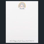 Watercolor Rainbow Kid's Personalized<br><div class="desc">Cute personalized kid's watercolor boho rainbow stationery featuring a pink mustard and blue rainbow with pink heart in the middle and name. Add your address to the bottom of the paper.</div>