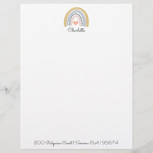 Watercolor Rainbow Kid's Personalized Letterhead