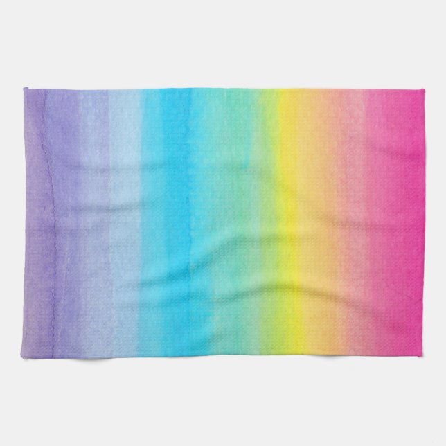 Watercolor Rainbow Kitchen Towel (Horizontal)