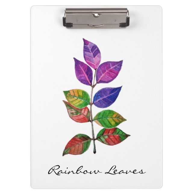 Watercolor Rainbow Leaves Clipboard (Front)