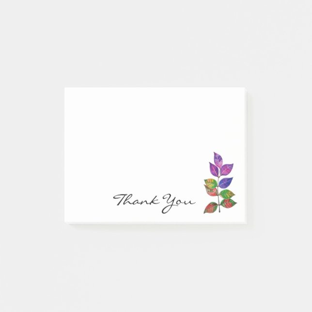 Watercolor Rainbow Leaves Post-it Notes (Front)