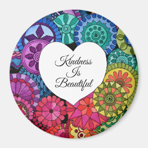 Watercolor Rainbow Mandala With Heart Magnet