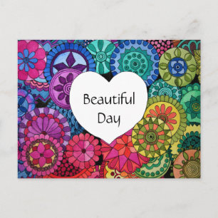 Watercolor Rainbow Mandala With Heart Postcard