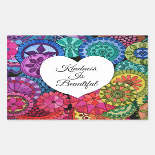 Watercolor Rainbow Mandala With Heart Sticker
