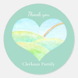 Watercolor Rainbow Memorial Reception Custom Classic Round Sticker