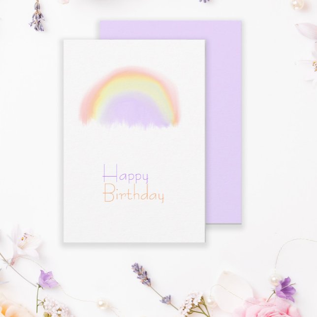 Watercolor rainbow modern birthday card for her (Creator Uploaded)