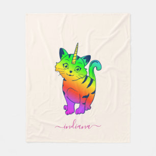 Watercolor Rainbow Monogram Personalized Fleece Blanket