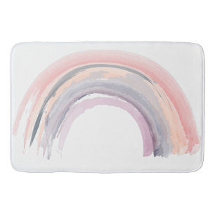Watercolor Rainbow Muted Colours Boho Chic Shower Bath Mat