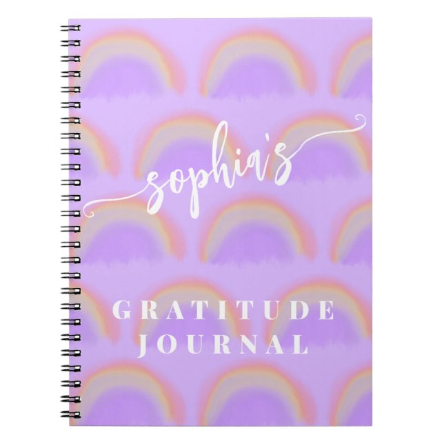 Watercolor rainbow name personalized notebook (Front)
