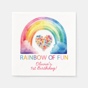 Watercolor Rainbow Of Fun Birthday Party Napkin