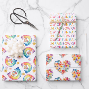 Watercolor Rainbow Of Fun Birthday  Wrapping Paper Sheet