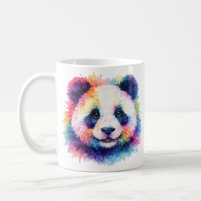 Watercolor Rainbow Panda Mug – Wildlife Edition (Left)