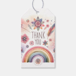 Watercolor Rainbow Pastel Bohemian Thank You Gift Tags