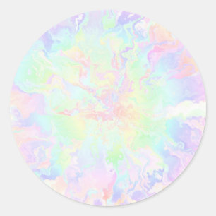 Watercolor Rainbow Pastel Flower Classic Round Sticker