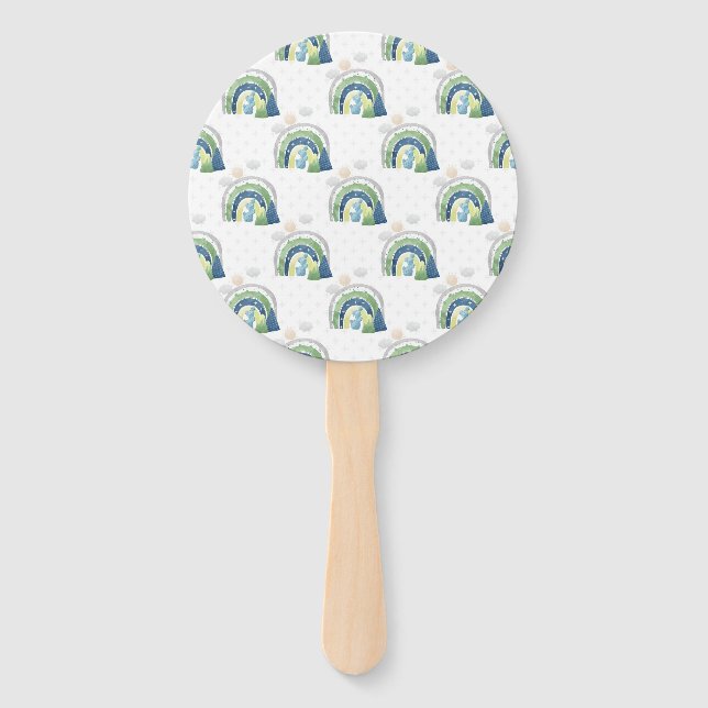 Watercolor Rainbow Pattern Hand Fan (Front)