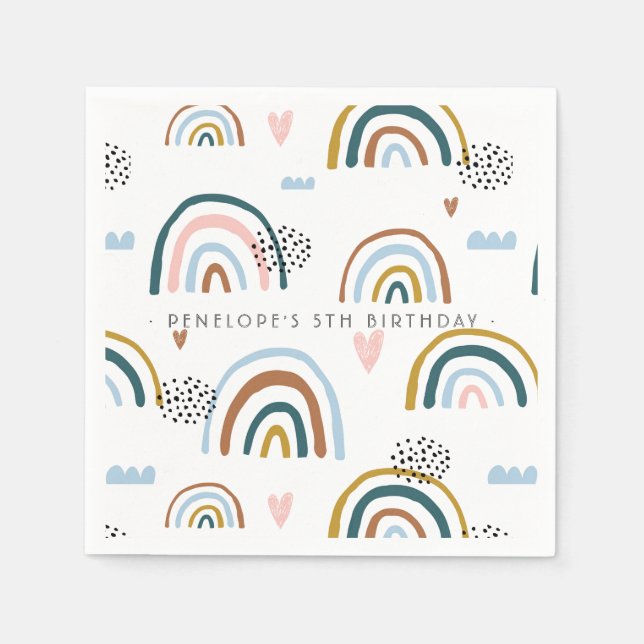 Watercolor Rainbow Pattern | Personalized Napkin (Front)