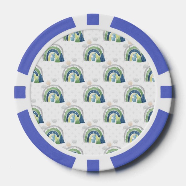 Watercolor Rainbow Pattern Poker Chips (Front)