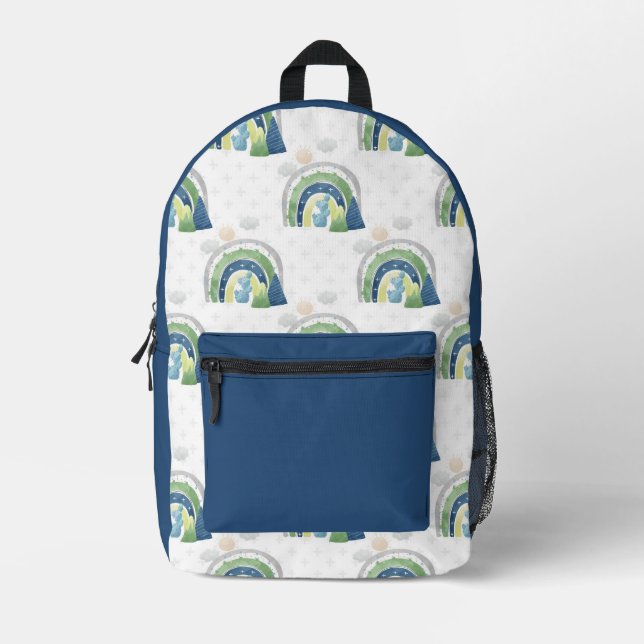 Watercolor Rainbow Pattern Printed Backpack (Front)
