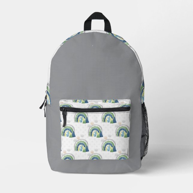 Watercolor Rainbow Pattern Printed Backpack (Front)