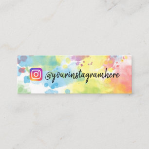 Watercolor Rainbow Pattern Social Media Mini Business Card