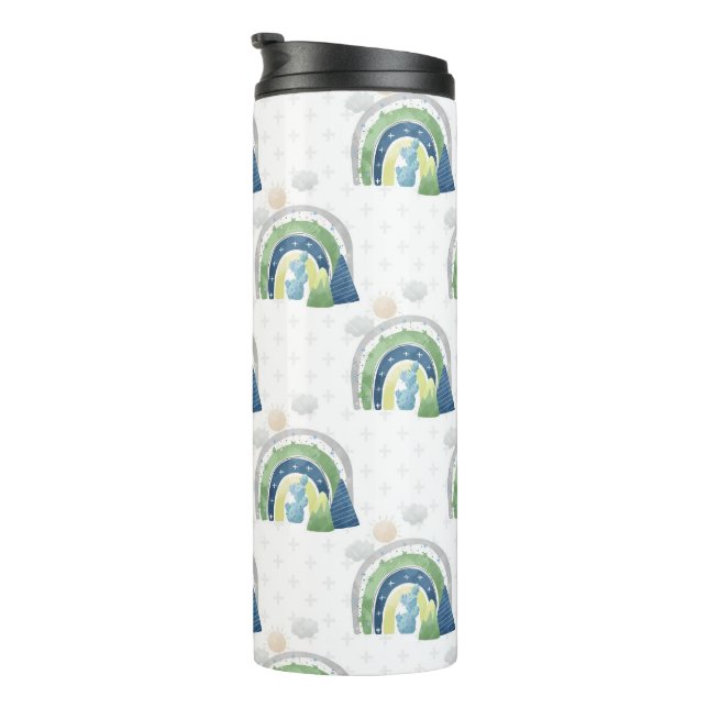 Watercolor Rainbow Pattern Thermal Tumbler (Rotated Right)