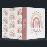 Watercolor Rainbow Personalized Binder<br><div class="desc">Boho watercolor Rainbow with heart kid's school binder with a whimsical script typeface for a baby nursery or young toddler child's bedroom. Cinnamon and pink,  with little pink heart. Heart pattern on the back.</div>