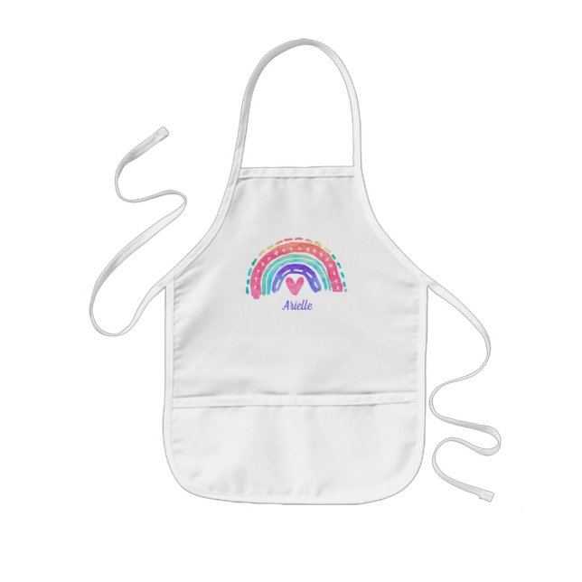 Watercolor Rainbow Personalized Kids Apron (Front)