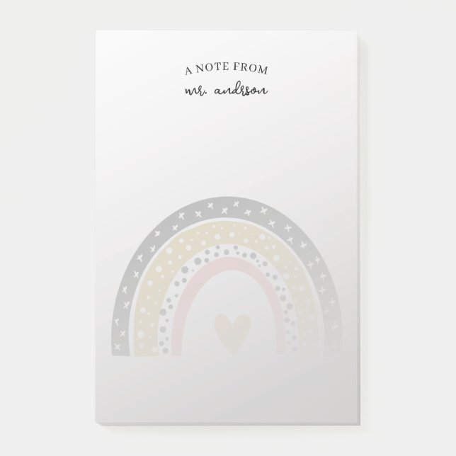 Watercolor rainbow Personalized Teacher Post-it Notes (Front)
