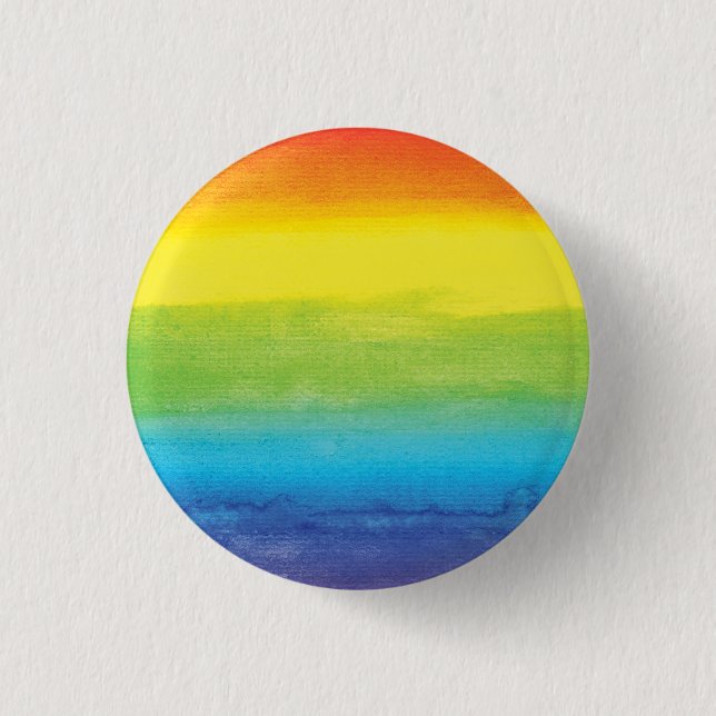 Watercolor Rainbow Pride Bright Vibrant 1 Inch Round Button (Front)