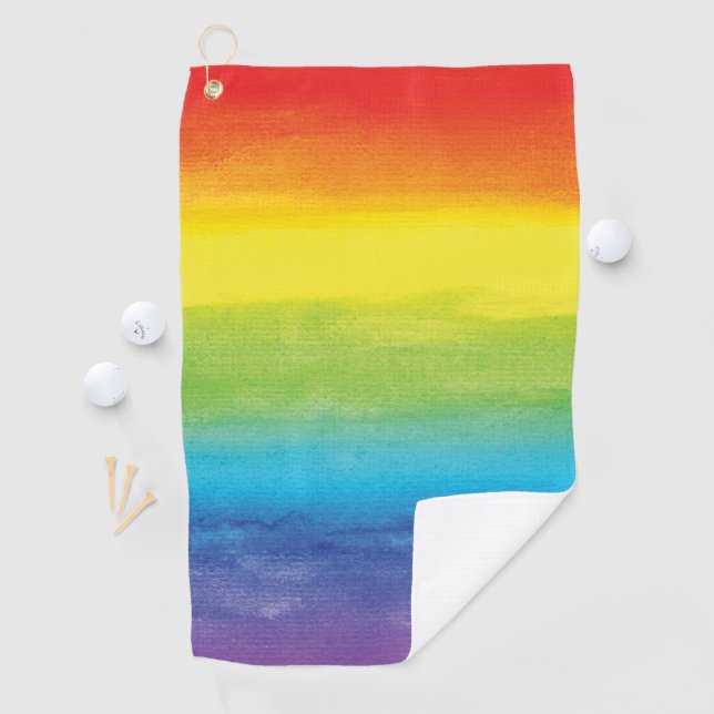 Watercolor Rainbow Pride Bright Vibrant Golf Towel (InSitu)