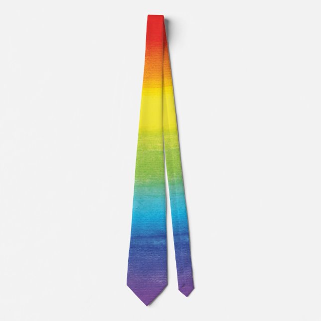 Watercolor Rainbow Pride Bright Vibrant Tie (Front)