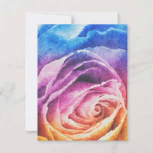 Watercolor Rainbow Rose